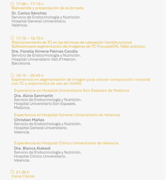 Jornada de valoración de la composición corporal mediante tomografía computerizada